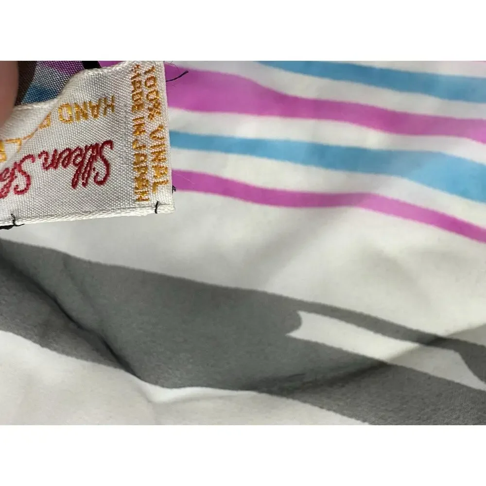 silken sheen chiffon Hand Rolled Sheer Striped Scarf Black Blue Pink